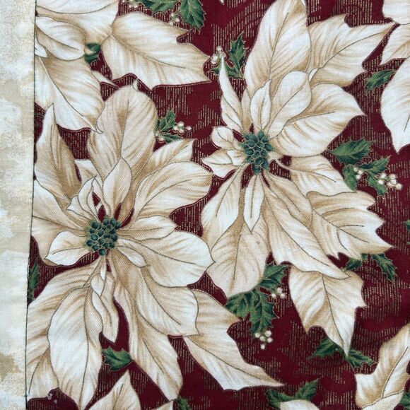 Handmade Christmas Holiday Table Runner Pieced Poinsettias 26” L x 13” W Home - Picture 5 of 9